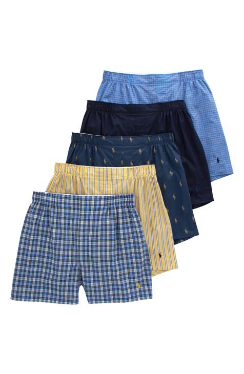 Assorted 5-Pack Woven Cotton Boxers