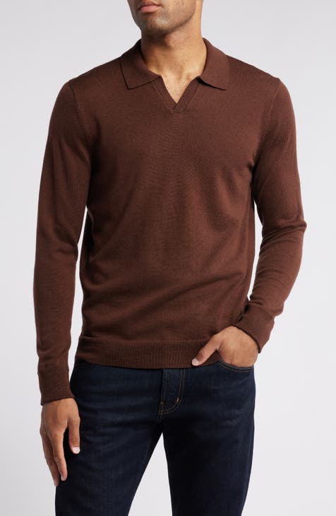 Johnny Collar Long Sleeve Merino Wool Sweater